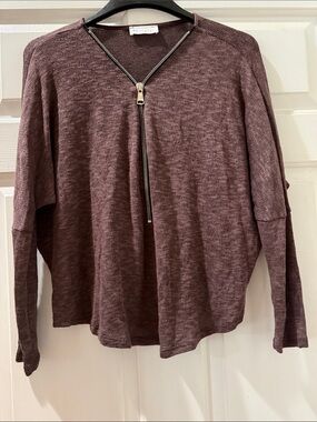 Rails Women’s Zip-Front Long Sleeve Sweater in Mauve
